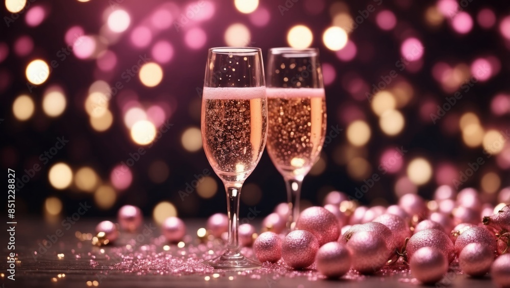 Bokeh Lights Pink Champagne Graphic Backdrop Celebration Happy New Years Party Glitzy Glitter Background Website Social Media Banner Poster. Bokeh Lights Pink Champagne Graphic Backdrop Celebration Happy New Years Party Glitzy Glitter Background Website Social Media Banner Poster.