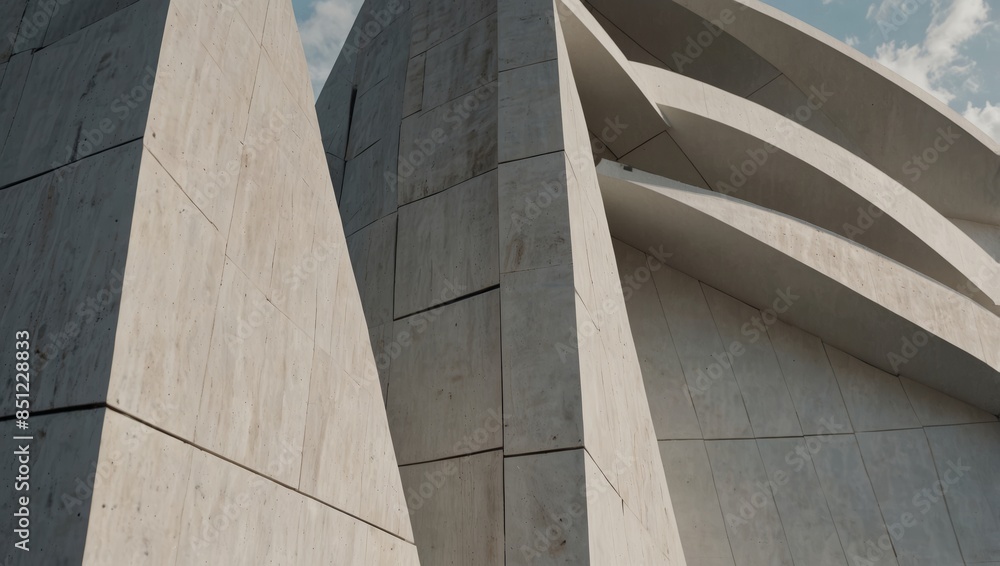Fototapeta premium Abstract elegant and minimal design of white architectural geometry building background.