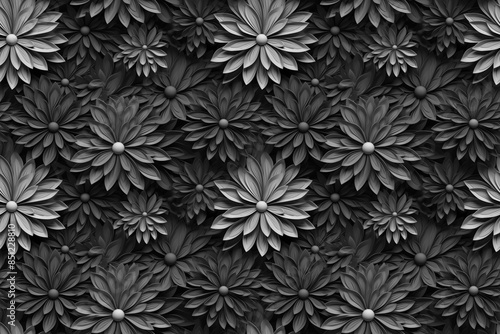 Wallpaper Mural 3D floral seamless pattern with black and white theme, ready for full-print pattern design Torontodigital.ca