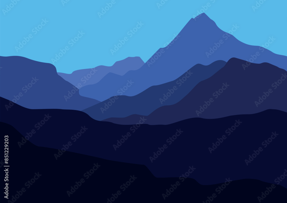 Naklejka premium Mountains panorama illustration design for background.