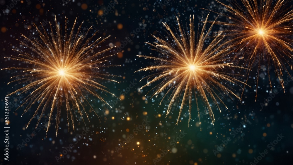 Fototapeta premium Abstract firework background with free space for text.