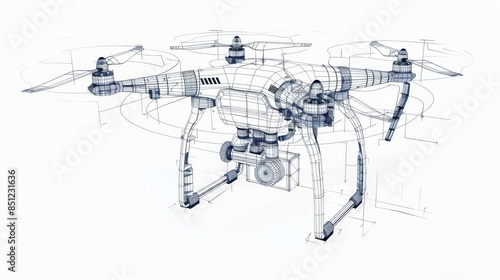 Wireframe Sketch of a Drone
