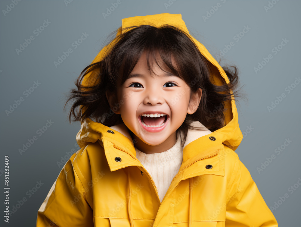 Portrait of an Asian kid wearing a yellow outfit on an isolated background with copy space Portrait of an Asian kid wearing a yellow outfit on an isolated background with copy space