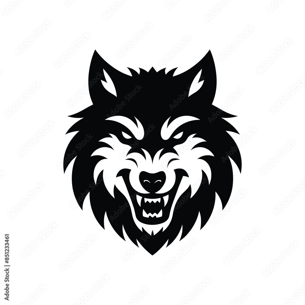 Aggressive Wolf Mascot Design - High-Resolution Monochrome Vector Art Aggressive Wolf Mascot Design - High-Resolution Monochrome Vector Art