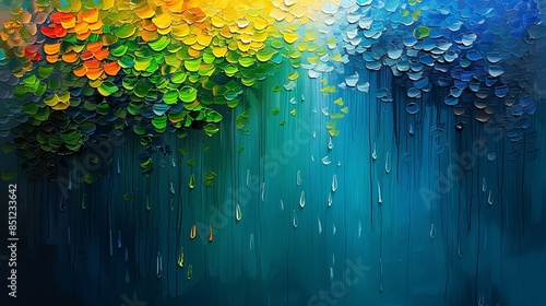 Abstract raindrops cascade down the canvas, creating a soothing and meditative atmosphere. Abstract Backgrounds Illustration, Minimalism, photo