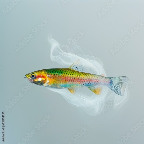 Rainbow trout fish with smoke