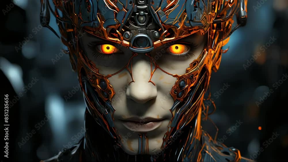 Abstract futuristic male artificial intelligence cyborg robot face Abstract futuristic male artificial intelligence cyborg robot face
