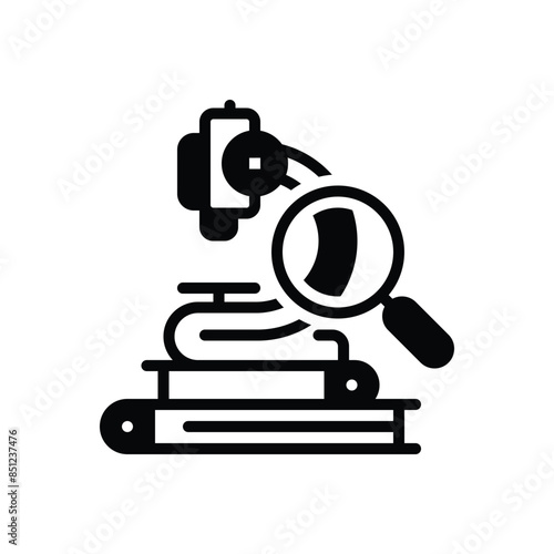Black solid icon for research 