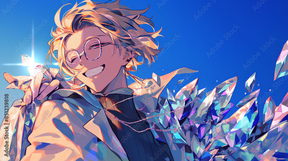 someone who carries diamonds and is rich, anime style someone who carries diamonds and is rich, anime style