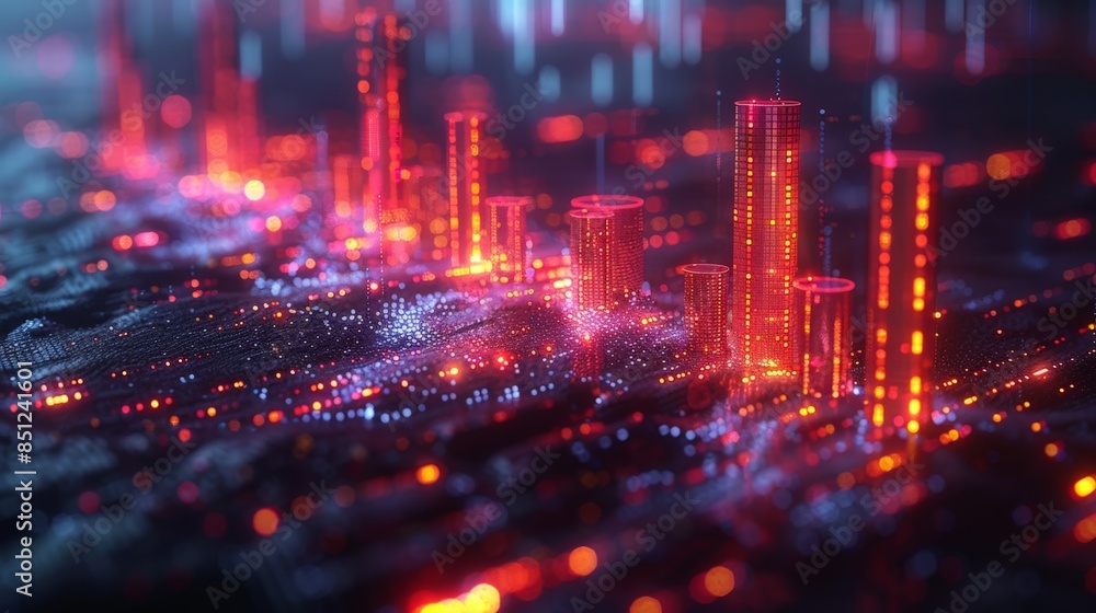 Fototapeta premium Aerial view of business data analysis graph. 