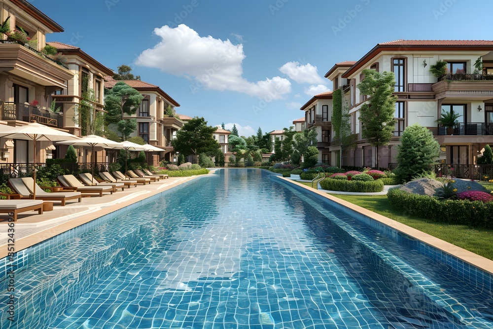 Fototapeta premium Luxury Villa Swimming Pool Architectural Design