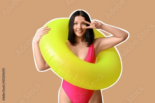 Young pretty woman in swims...