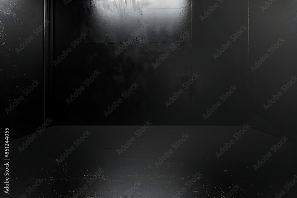 A dark room with a light on the ceiling black background A dark room with a light on the ceiling black background