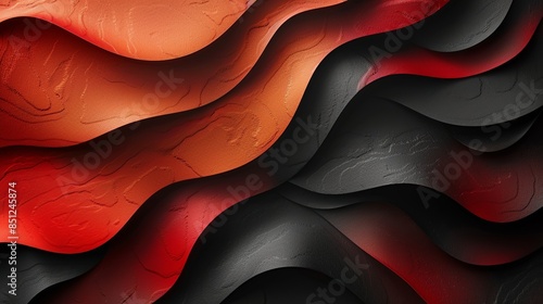 A striking contrast between deep black and vibrant red creates a dramatic backdrop, perfect for theatrical or artistic presentations. Abstract Backgrounds Illustration, Minimalism, photo