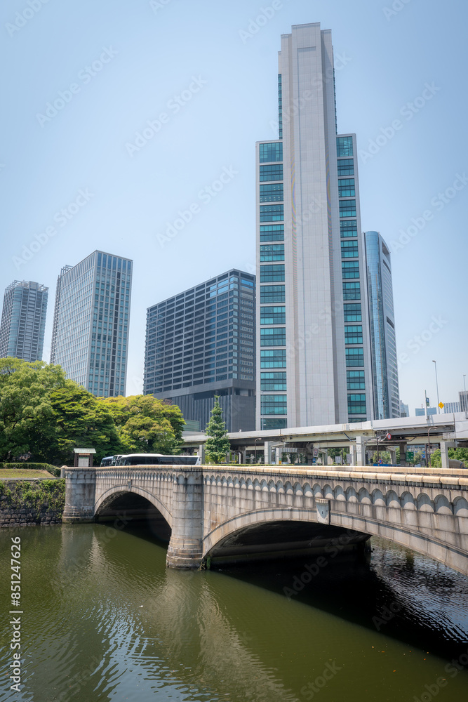 bridge and modern office building in Japan bridge and modern office building in Japan