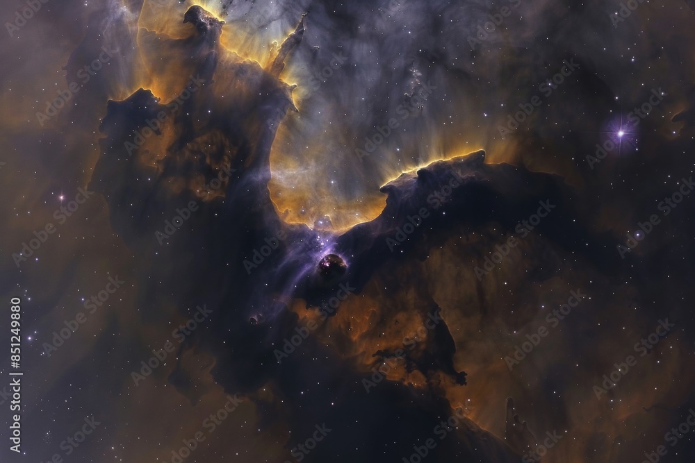 Obraz premium A dark nebula as a cosmic inkblot, its negative space hinting at unseen shapes