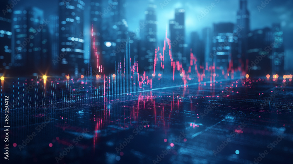 Fototapeta premium prices fluctuation as data with a blue tone, economy, currency.