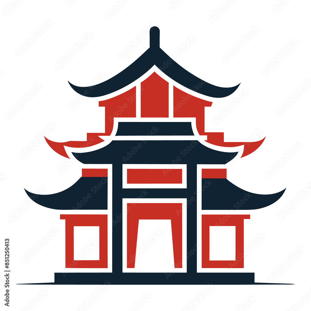 Red or black Japanese Asian house architecture symbol travel icon decorative flat sign vector illustration generated Ai Red or black Japanese Asian house architecture symbol travel icon decorative flat sign vector illustration generated Ai