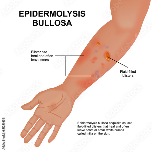 Epidermolysis bullosa on hand illustration