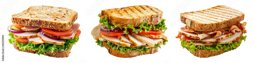 Set of Turkey Sandwich on transparent background Set of Turkey Sandwich on transparent background