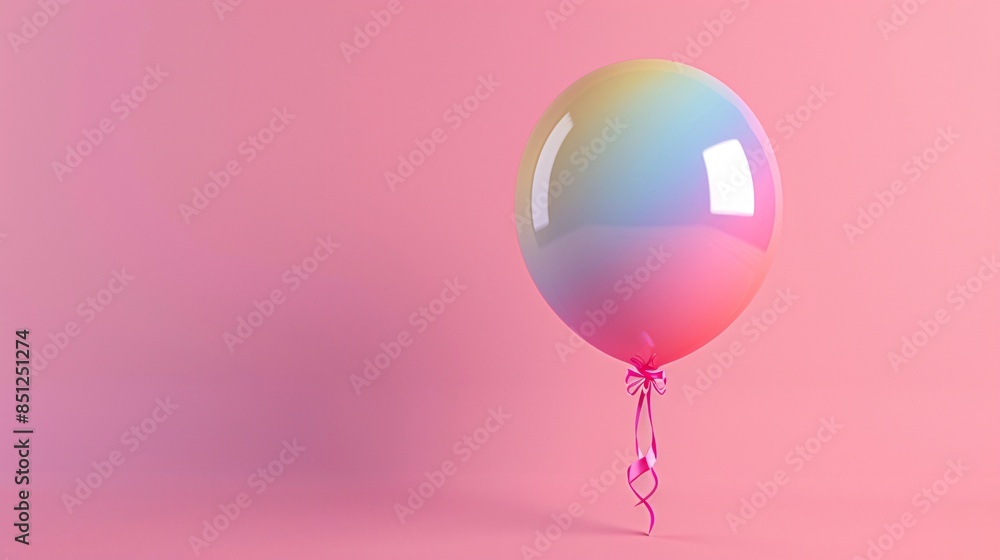 Realistic 3D balloon on simple pink background for party, depicting a fun and celebratory atmosphere with a single balloon as the central focus in a minimalist setting Realistic 3D balloon on simple pink background for party, depicting a fun and celebratory atmosphere with a single balloon as the central focus in a minimalist setting