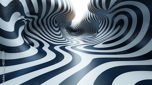 Horizontal Optical Illusion: Abstract Curves and Geometric Patterns