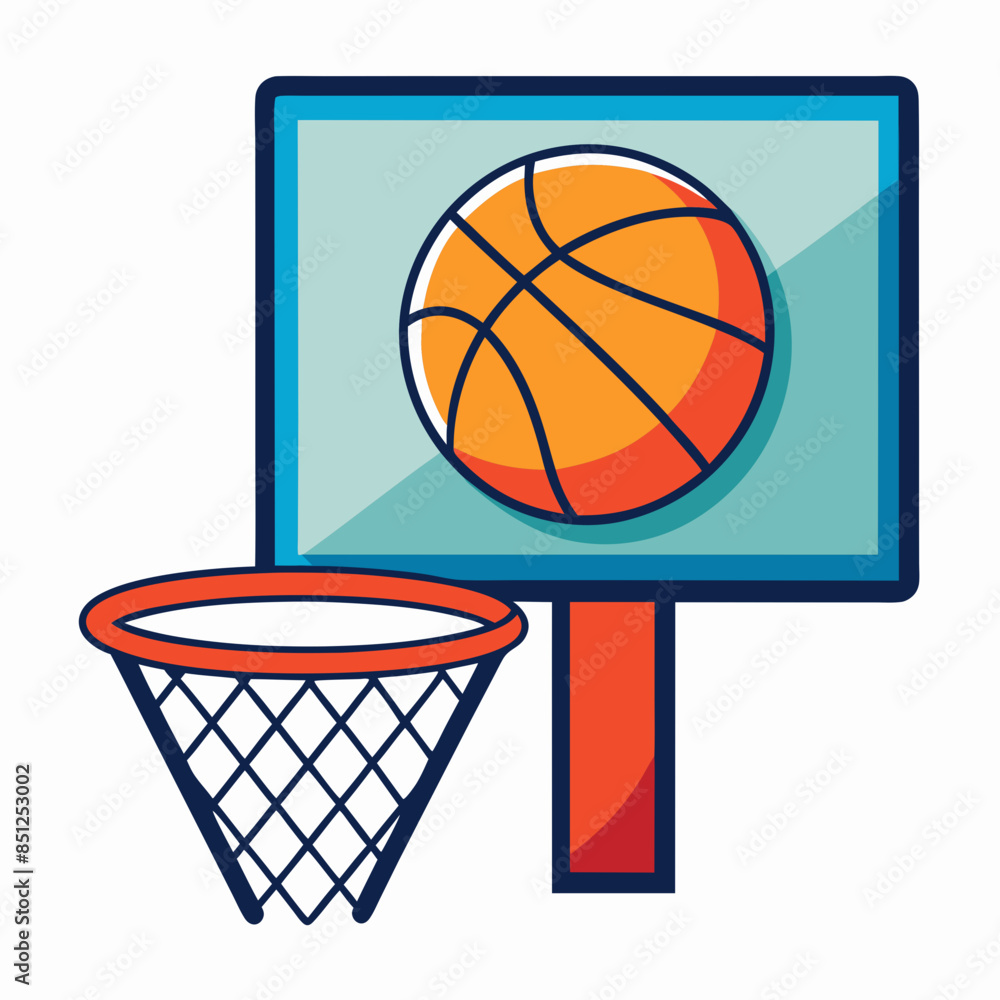 backboard and basket ball isolated vector illustration on white background .