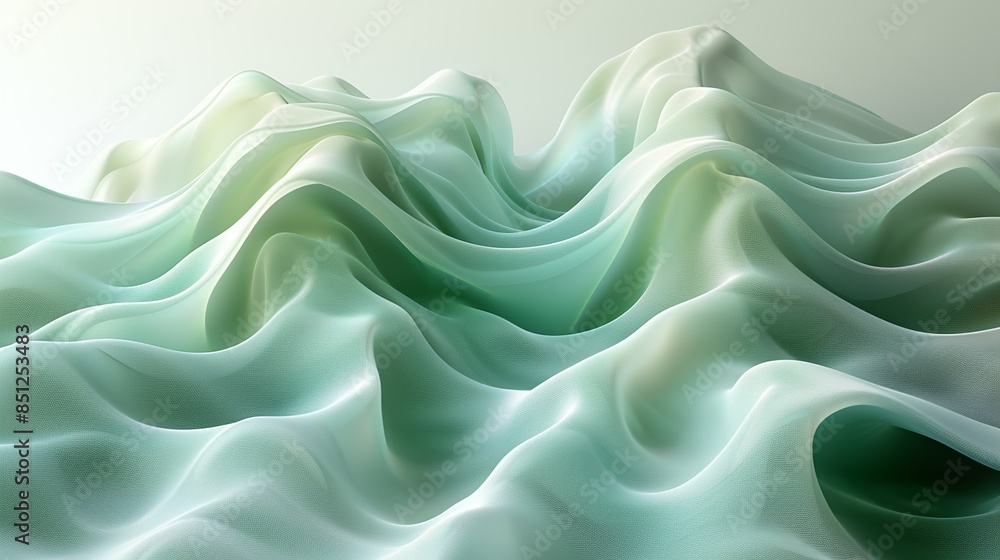Obraz premium A tranquil abstract background featuring soft gradients of light green, evoking a sense of serenity and calmness. Abstract Backgrounds Illustration, Minimalism,