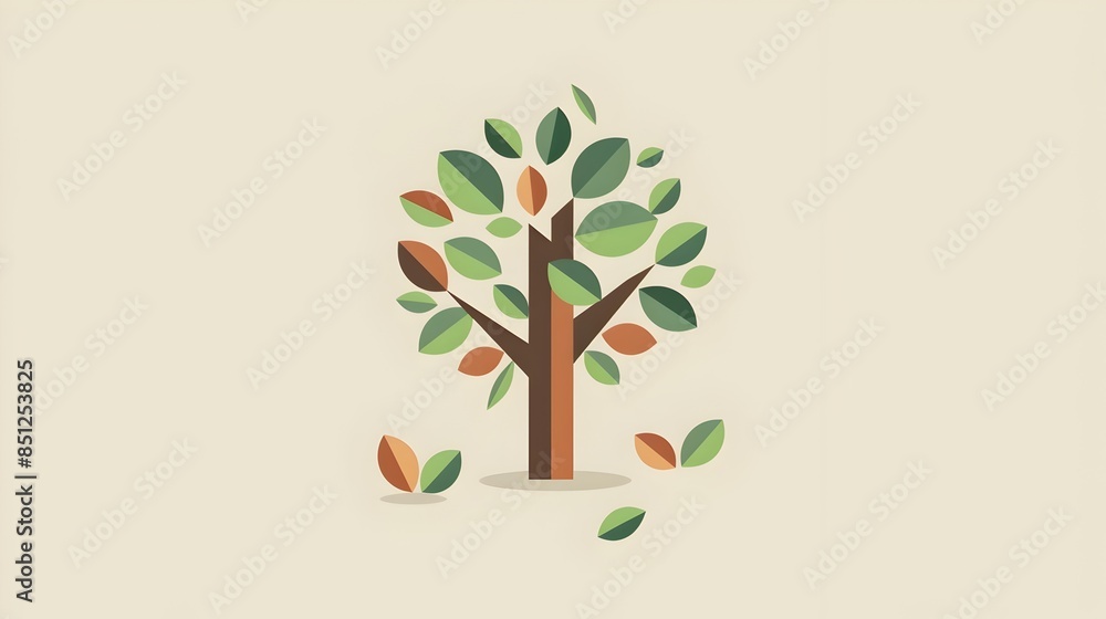 Obraz premium Stylized Tree with Leaves Changing Colors