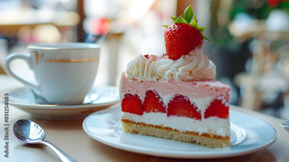 Strawberry cake with whipped cream image Strawberry cake with whipped cream image