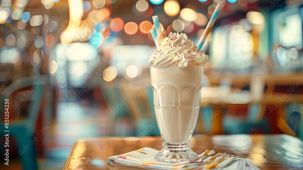 Fototapeta premium A milkshake with vanilla and whipped cream