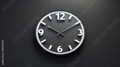 Wallpaper Mural Elegant White Clock on a Modern Black Wall - Minimalist Timepiece with Classic Roman Numerals - Interior Design Concept Torontodigital.ca