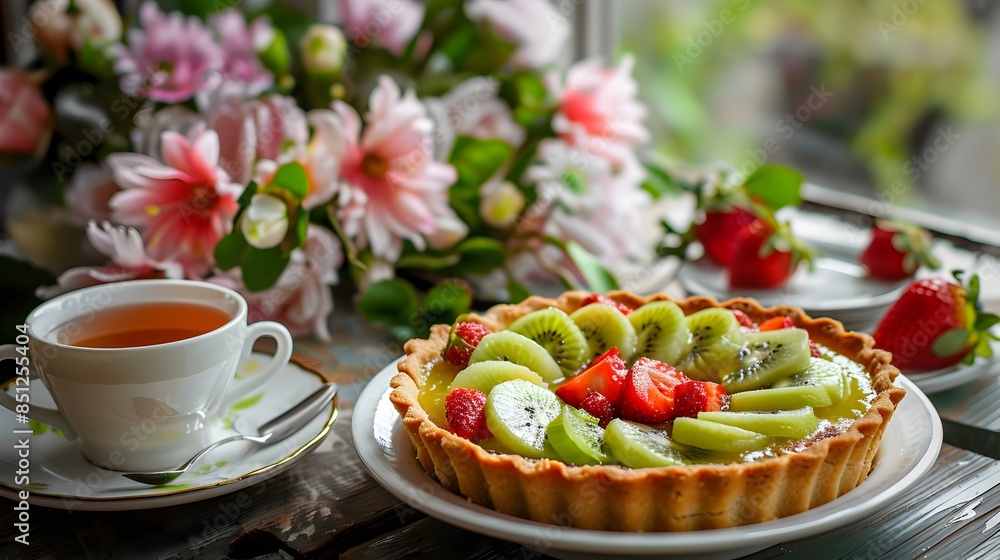 Fruit pie with kiwi and strawberries Fruit pie with kiwi and strawberries