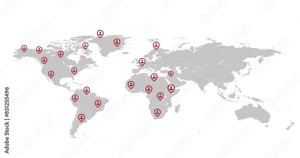 World, profile and map with icons for global communication, graphic or networking on a white background. Geographic iot with symbol, location or destination of population, community or regions World, profile and map with icons for global communication, graphic or networking on a white background. Geographic iot with symbol, location or destination of population, community or regions