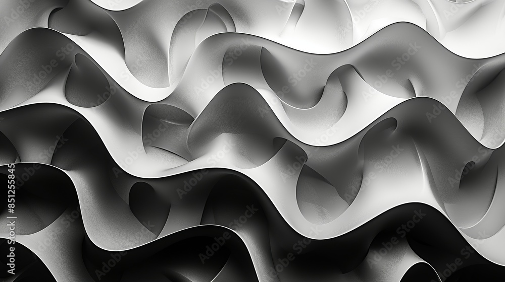 Obraz premium Elegant black and white abstract background with intricate geometric patterns and a touch of grey, creating a sophisticated and timeless visual effect. Abstract Backgrounds Illustration, Minimalism,