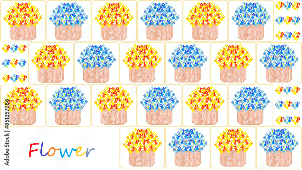 花カゴのパターン素材 花カゴのパターン素材