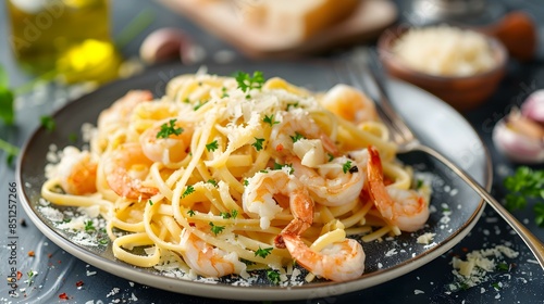 Pasta with seafood and garlic sauce picture