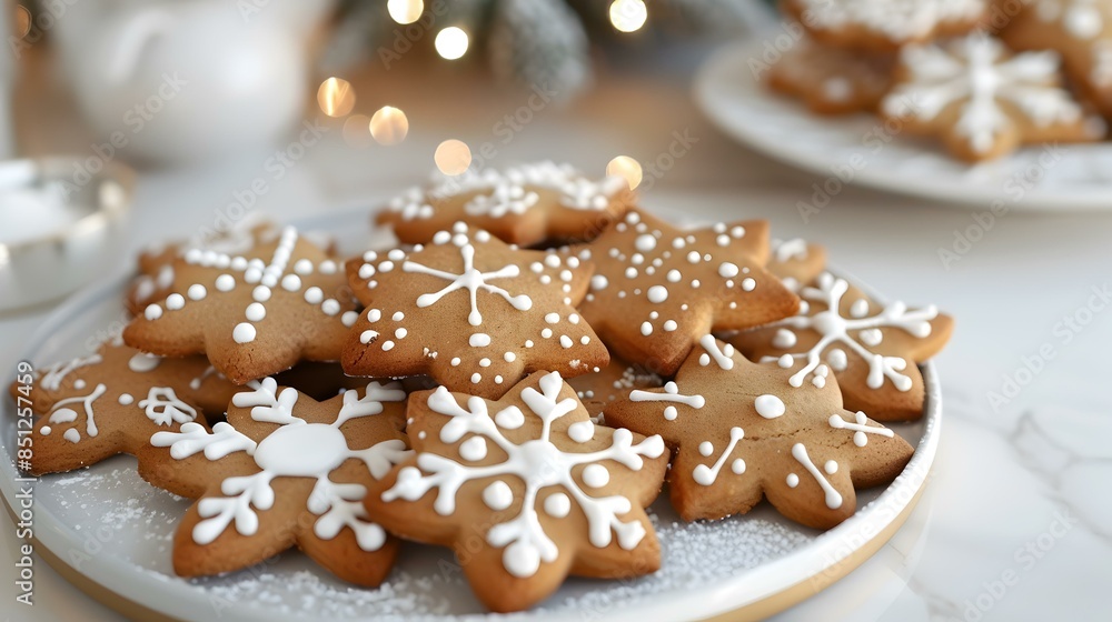 Gingerbread cookies on a plate decorated img Gingerbread cookies on a plate decorated img