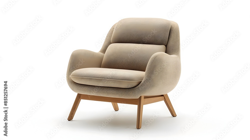 Chic and Cozy Beige Armchair in Modern Minimalist Living Room Setting Chic and Cozy Beige Armchair in Modern Minimalist Living Room Setting