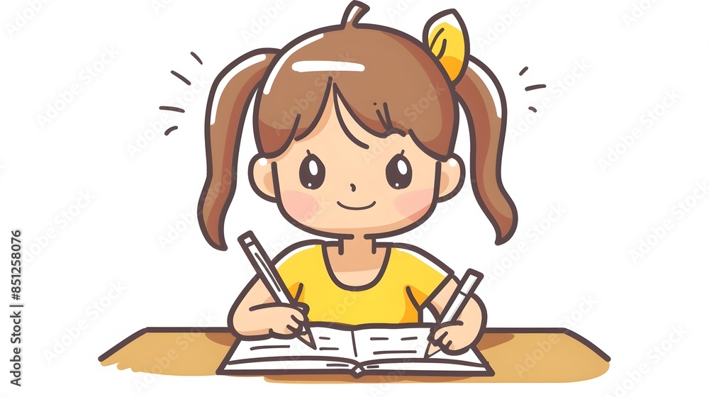 Hardworking Young Student Focused on Homework and Studying at Desk Hardworking Young Student Focused on Homework and Studying at Desk
