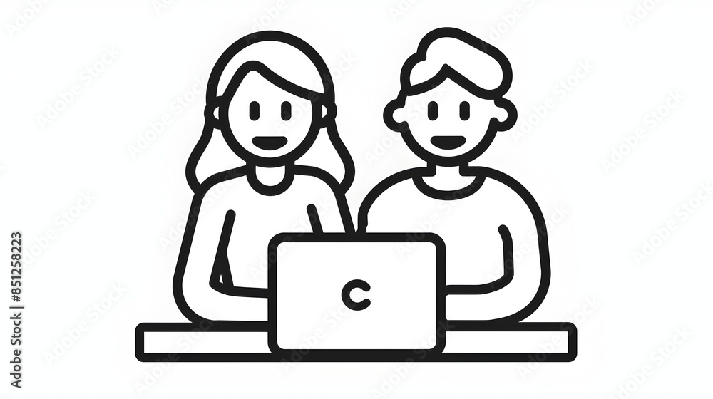 Two Diverse Colleagues Collaborating on Laptop in Modern Office Space