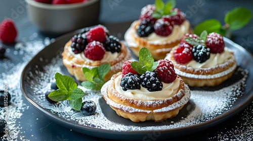 Wallpaper Mural Tartlets with cream and berries image Torontodigital.ca