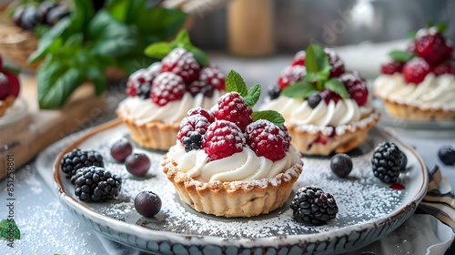 Wallpaper Mural Tartlets with cream and berries img Torontodigital.ca