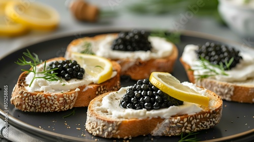 Toasts with caviar and cream cheese image