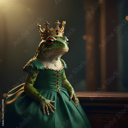 Cute lady frog in dress photo