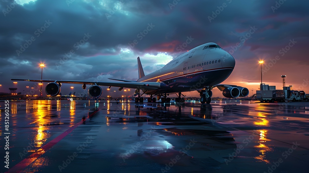 Cargo plane being loaded image Cargo plane being loaded image