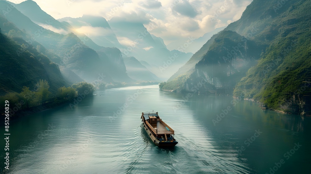 Shipping along the river on a barge picture Shipping along the river on a barge picture