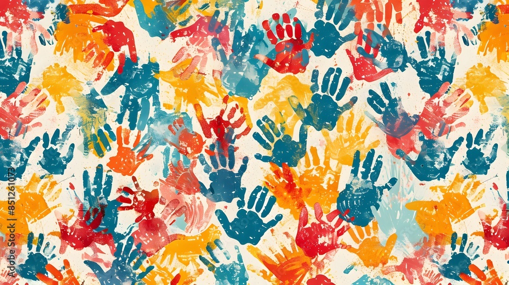 Colorful Handprints on Canvas Colorful Handprints on Canvas