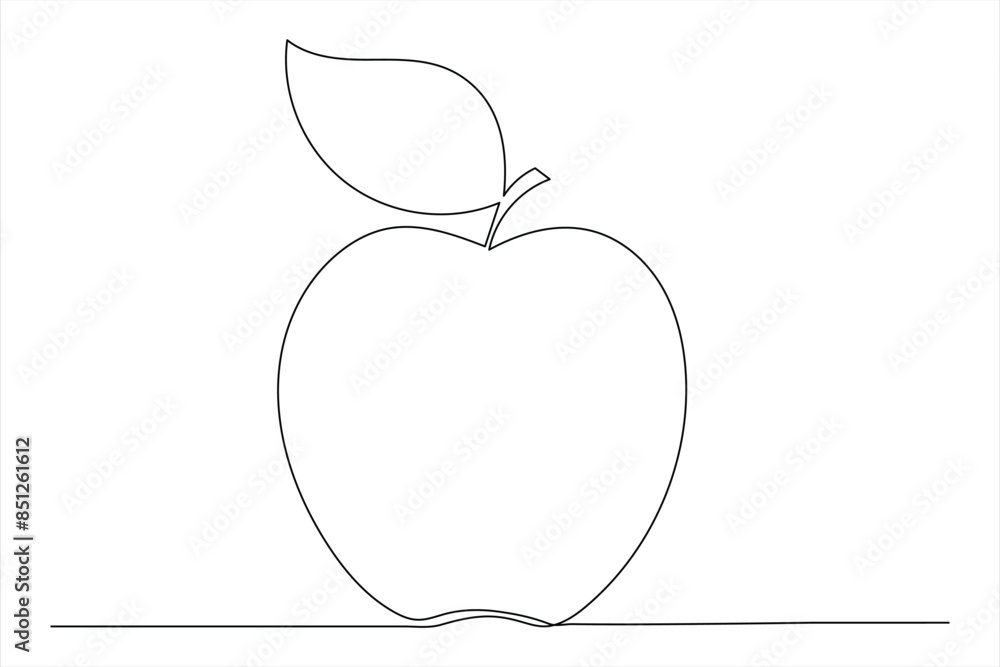 Continuous one line art drawing apple outline vector art illustration Continuous one line art drawing apple outline vector art illustration