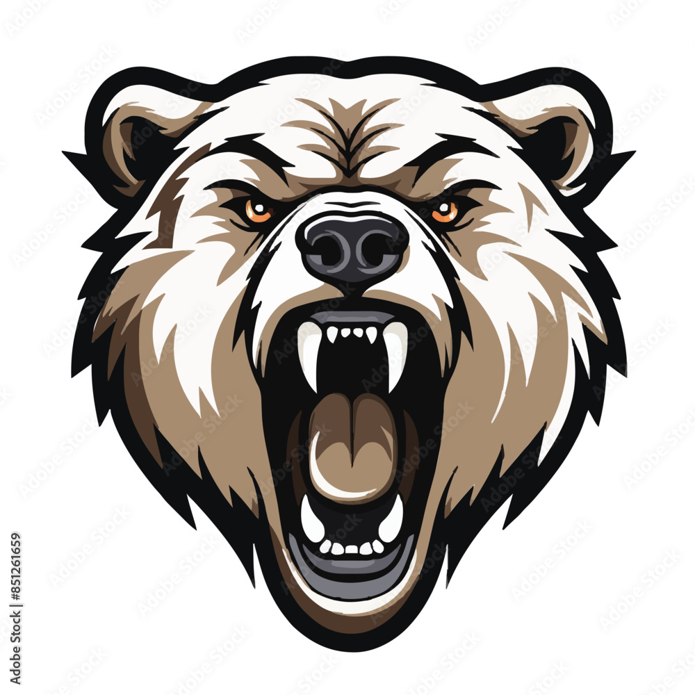 angry grizzly bear head vector art illustration isolated on white background angry grizzly bear head vector art illustration isolated on white background